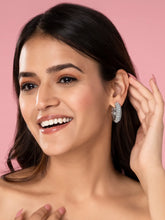 Sleek CZ Half Hoop Earrings with Sparkle