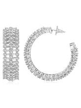 Silver Elegance CZ Half Hoops