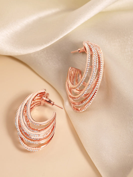 Modern Layered Drop Earrings Look - Rose Gold