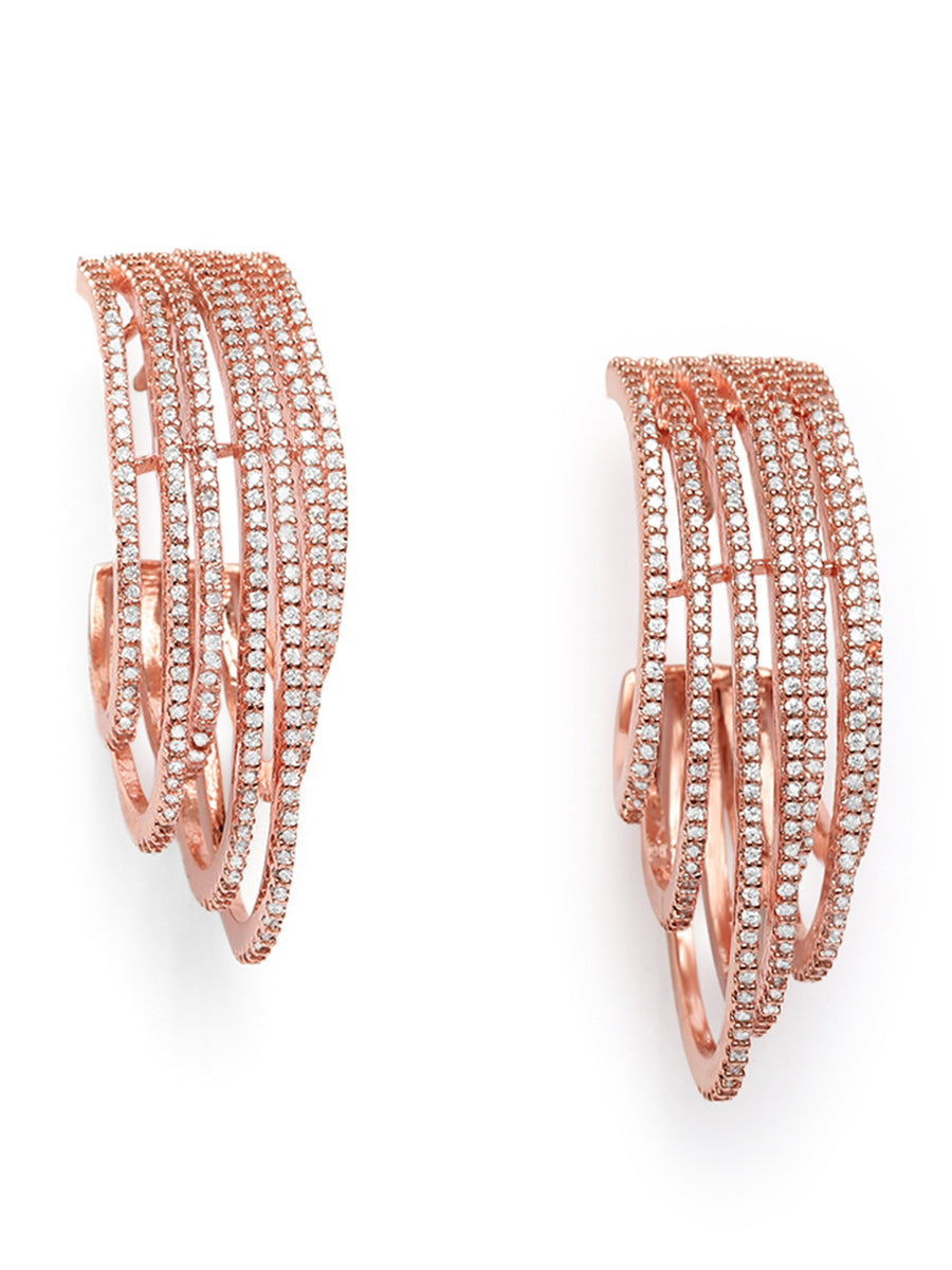 Modern Layered Drop Earrings Look - Rose Gold