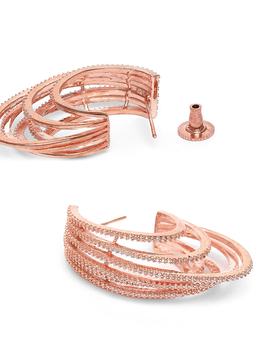Modern Layered Drop Earrings Look - Rose Gold