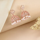 Charming Pearl CZ Jhumki Earrings - Rose Gold