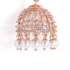 Charming Pearl CZ Jhumki Earrings - Rose Gold