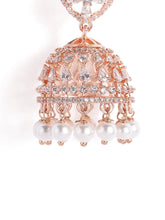 Charming Pearl CZ Jhumki Earrings - Rose Gold