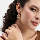 Charming Pearl CZ Jhumki Earrings - Gold