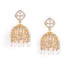 Charming Pearl CZ Jhumki Earrings - Gold