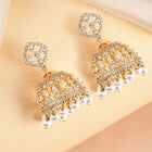 Charming Pearl CZ Jhumki Earrings - Gold