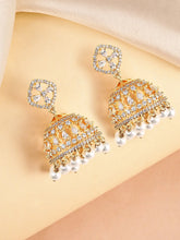 Charming Pearl CZ Jhumki Earrings - Gold