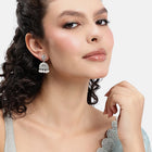 Charming Pearl CZ Jhumki Earrings - Silver