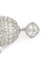 Charming Pearl CZ Jhumki Earrings - Silver