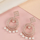 Elegant Pearl and CZ Dangle Earrings - Rose Gold
