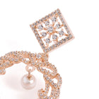 Elegant Pearl and CZ Dangle Earrings - Rose Gold