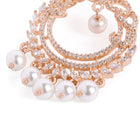 Elegant Pearl and CZ Dangle Earrings - Rose Gold