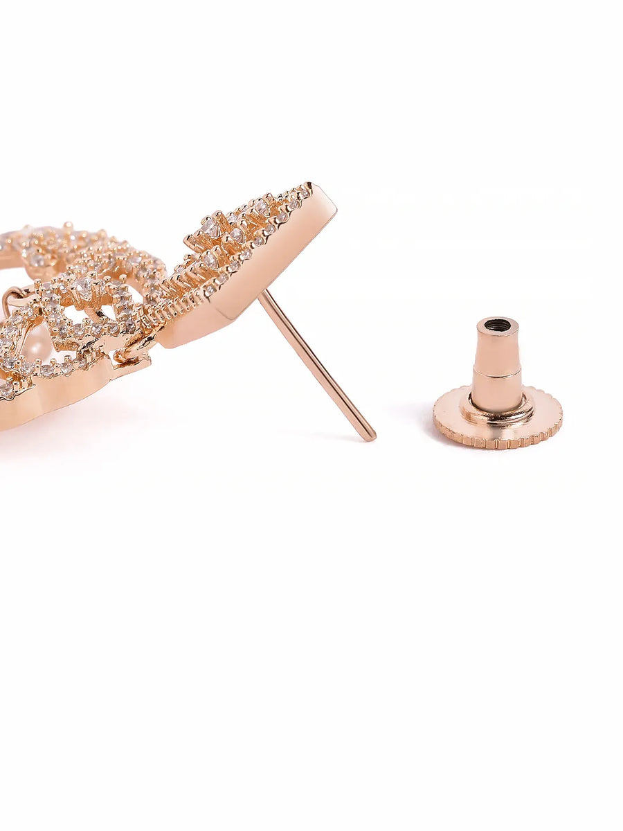 Elegant Pearl and CZ Dangle Earrings