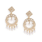 Elegant Pearl and CZ Dangle Earrings - Gold