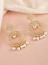 Elegant Pearl and CZ Dangle Earrings