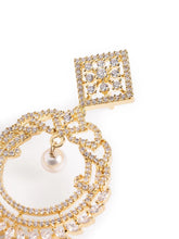 Elegant Pearl and CZ Dangle Earrings