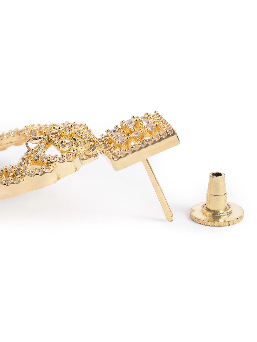 Elegant Pearl and CZ Dangle Earrings