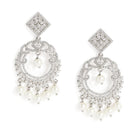 Elegant Pearl and CZ Dangle Earrings