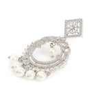 Elegant Pearl and CZ Dangle Earrings