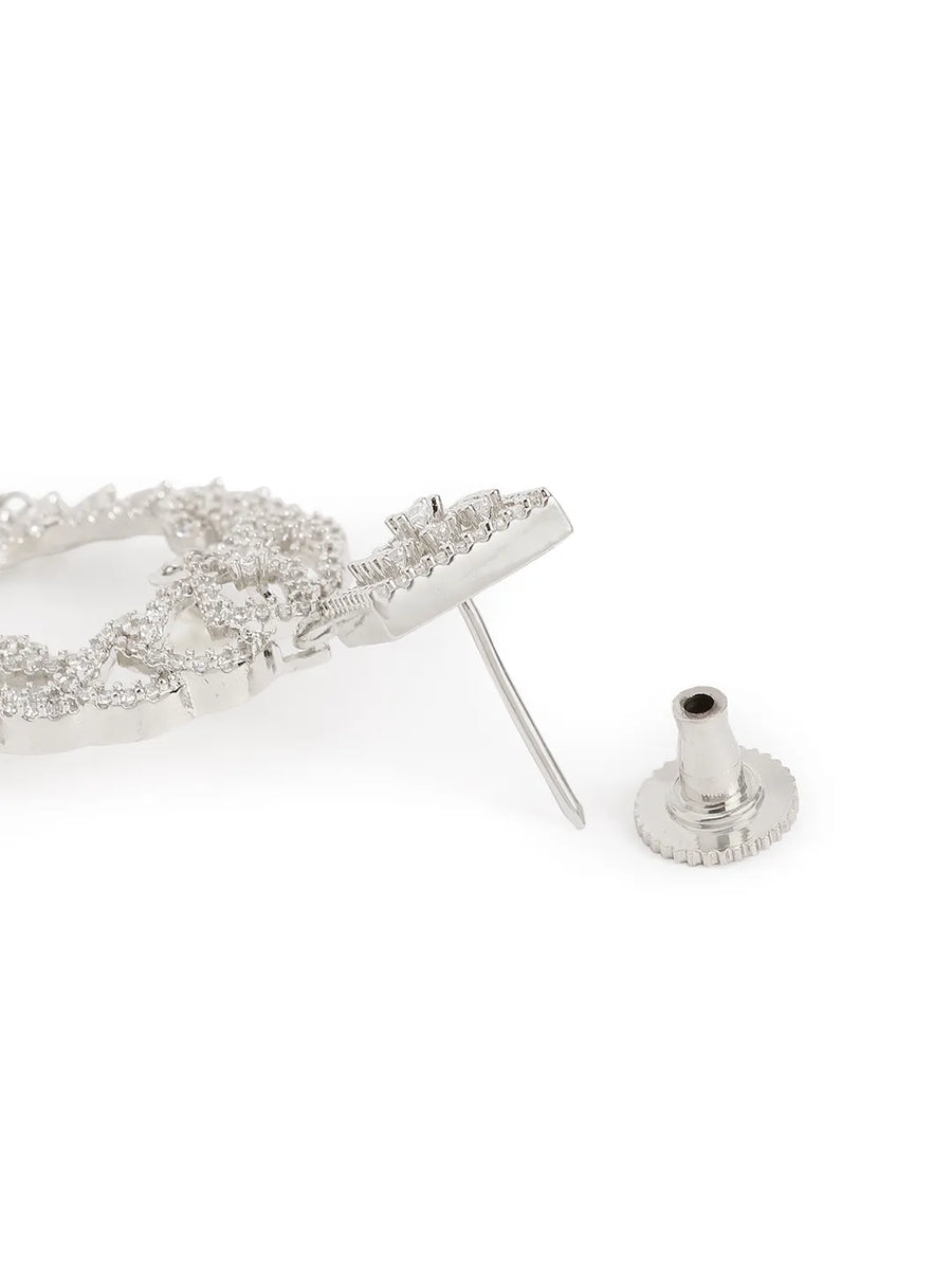 Elegant Pearl and CZ Dangle Earrings