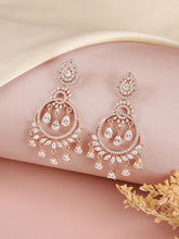 Radiant CZ Teardrop Chandelier Earrings - Rose Gold