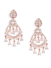 Radiant CZ Teardrop Chandelier Earrings - Rose Gold