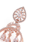 Radiant CZ Teardrop Chandelier Earrings - Rose Gold