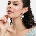 Radiant CZ Teardrop Chandelier Earrings - Silver