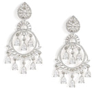 Radiant CZ Teardrop Chandelier Earrings - Silver