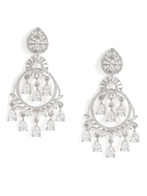 Radiant CZ Teardrop Chandelier Earrings - Silver