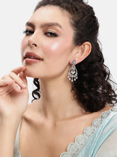 Radiant CZ Teardrop Chandelier Earrings - Silver