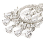 Radiant CZ Teardrop Chandelier Earrings - Silver