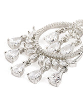 Radiant CZ Teardrop Chandelier Earrings - Silver
