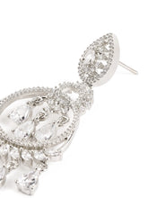 Radiant CZ Teardrop Chandelier Earrings - Silver