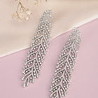 Shimmering Leaf Trail CZ Dangle Earrings - Silver
