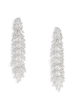 Shimmering Leaf Trail CZ Dangle Earrings - Silver
