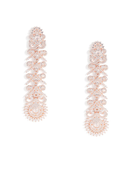 Floral Cascade Designer Earrings - Rose Gold