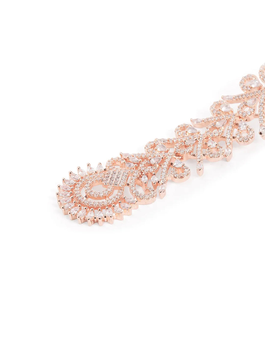 Floral Cascade Designer Earrings - Rose Gold