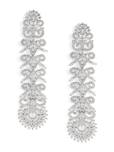 Floral Cascade Designer Earrings - Silver