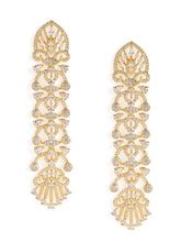 Royal Filigree CZ Long Earrings - Gold
