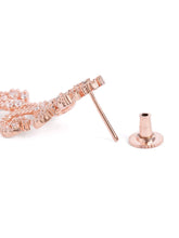 Floral Swirl CZ Dangle Earrings - Rose Gold