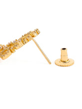 Floral Swirl CZ Dangle Earrings - Gold