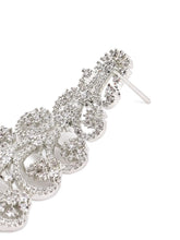 Floral Swirl CZ Dangle Earrings - Silver