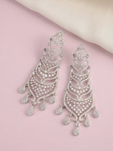 Layered Arch CZ Dangle Earrings  - Silver