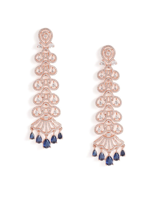 GraceLine CZ Sparkling Drop Earrings - Blue