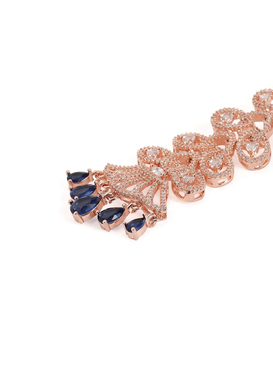 GraceLine CZ Sparkling Drop Earrings - Blue