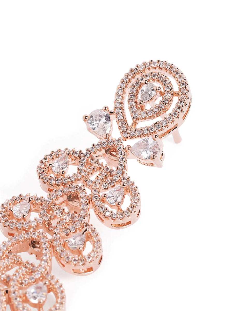 GraceLine CZ Sparkling Drop Earrings - Red & White