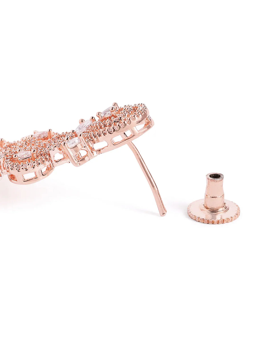 GraceLine CZ Sparkling Drop Earrings - Red & White