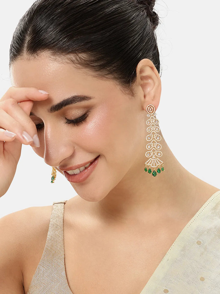 GraceLine CZ Sparkling Drop Earrings